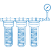 External pre-filter set (polyphosphate/carbon/1 μm) with manometer